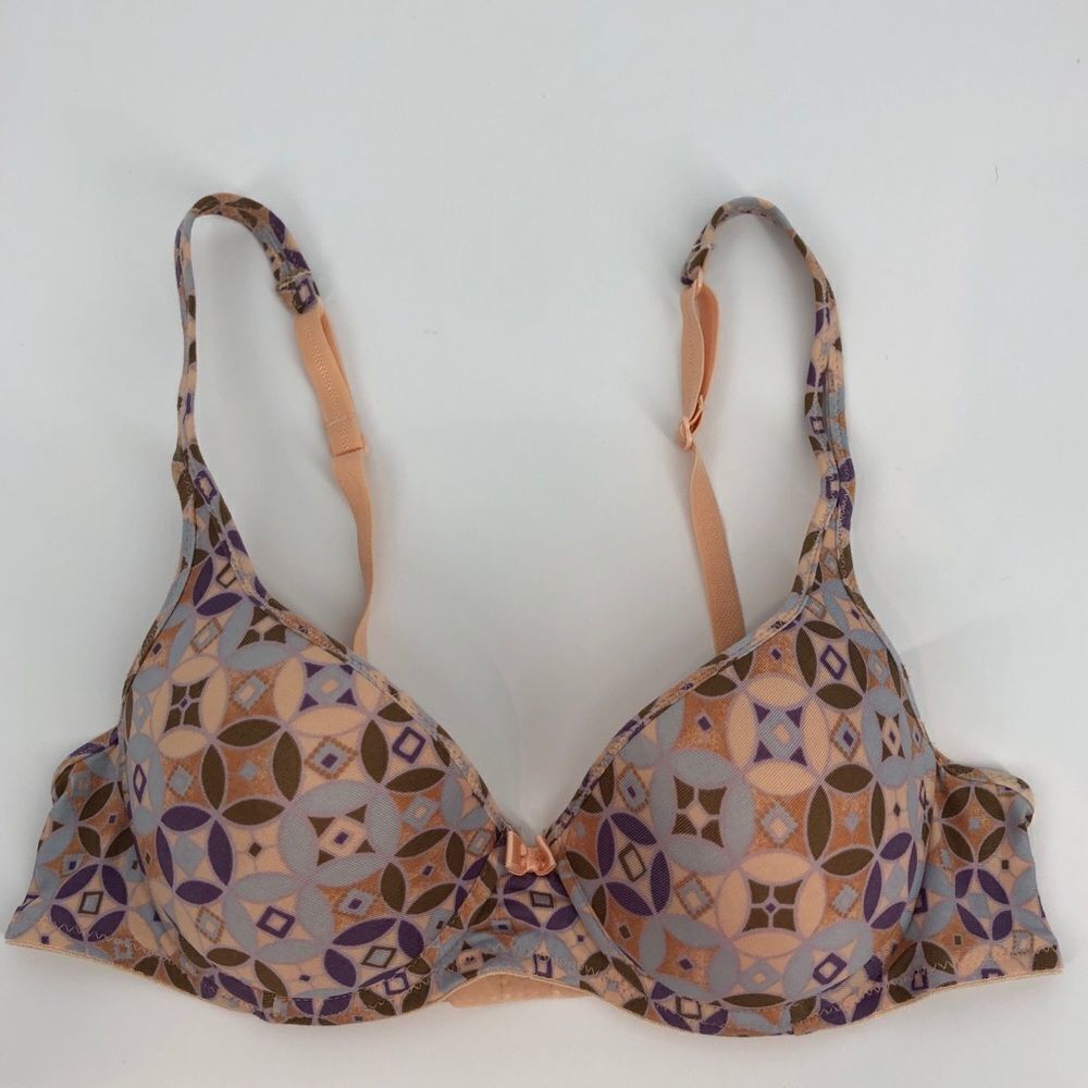 WONDERBRA‎ Microfiber T-Shirt Bra Multicolor Geometric Size 34A